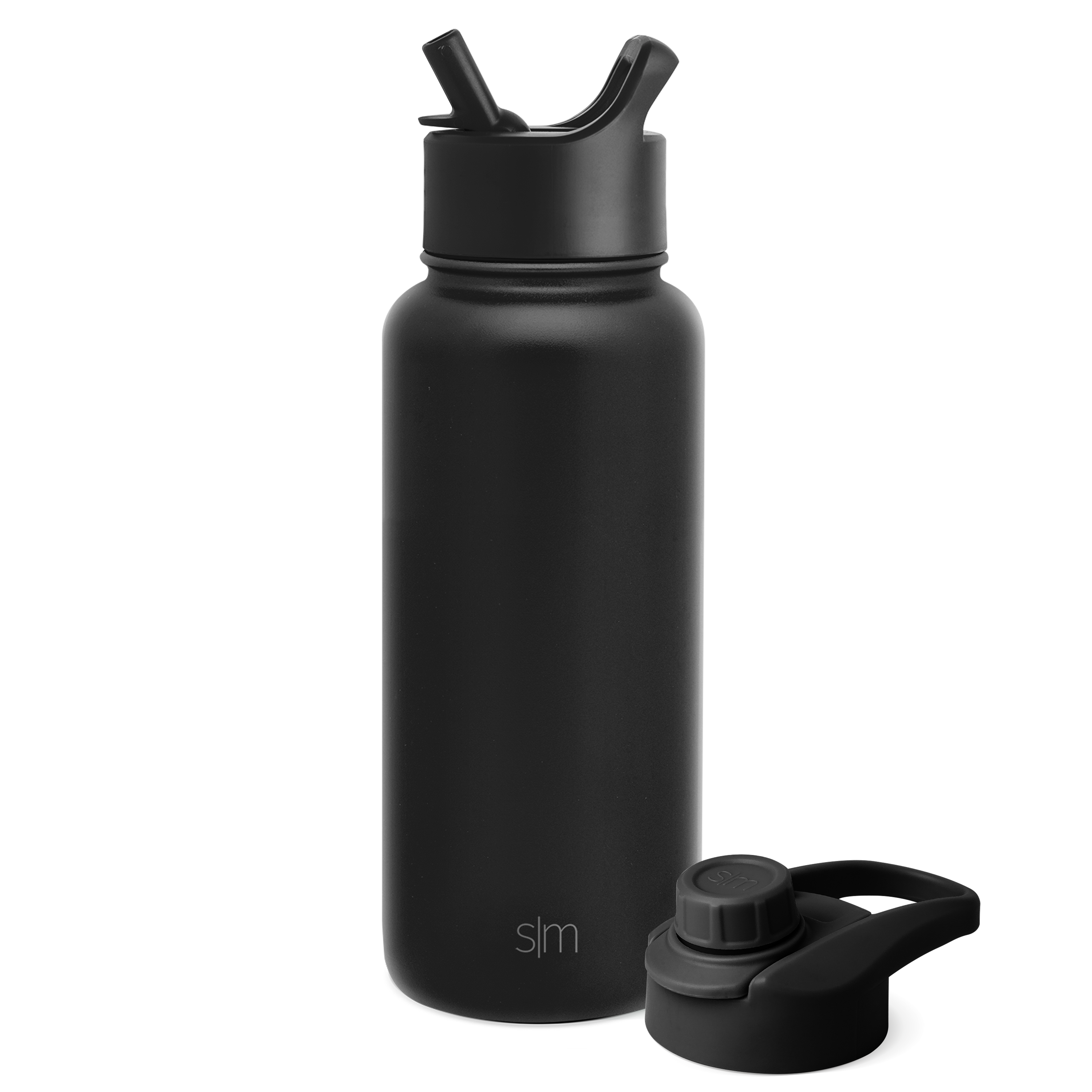 Summit Water Bottle with Straw Lid and Chug Lid - Midnight Black