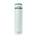 Pale mint green tumbler with forest green lid rim and horizontal accent stripe